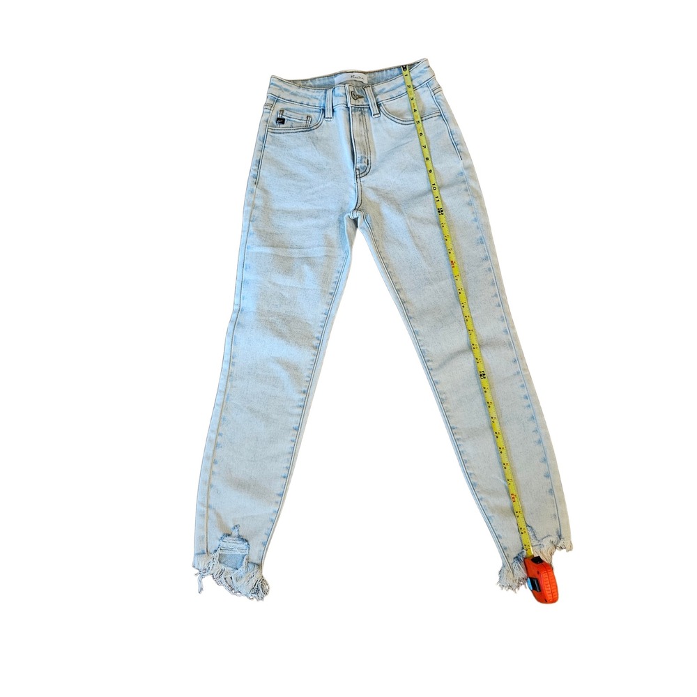 KanCan High-Rise Raw Hem Skinny Jeans Light Wash Blue Size 5/26 NWOT - Picture 4 of 6